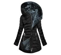 Manteau Femme Doudoune Fourrure avec Capuche Hiver Chaud éPais Long Elegant Slim Fit Manche Longues Mode Pas Cher Veste en Jean Fille Parka Outercoat