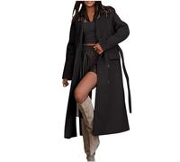 Manteau Femme en Laine Long Hiver Chaud Chic Mi-Long Trench Veste d'hiver pour Femmes élégante à Revers Manteaux et Blousons en Laine Longueur Moyenne Veste Mi-Saison Couleur Unie Manteau Coupe-Vent