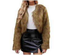 Manteau Femme Fourrure Grand Taille Hiver Chaud Elegant Manche Longues Mode Pas Cher Cardigan Fille Veste Fausse Fourrure Veste Courte en Polaire Chaude et Moelleuse Chaud Fausse Fourrure Moelleuse