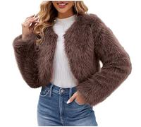 Manteau Femme Fourrure Grand Taille Hiver Chaud Elegant Manche Longues Mode Pas Cher Cardigan Fille Veste Fausse Fourrure Veste Courte en Polaire Chaude et Moelleuse Chaud Fausse Fourrure Moelleuse