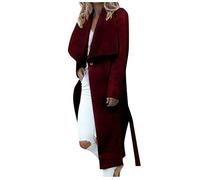 Manteau Femme Grand Taille Hiver Chaud Long Elegant Trench Coat Manche Longues Mode Pas Cher Veste Fille en Laine Duffle Parka Trench Coat avec Ceinture