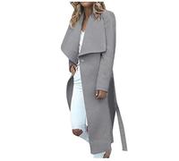 Manteau Femme Grand Taille Hiver Chaud Long Elegant Trench Coat Manche Longues Mode Pas Cher Veste Fille en Laine Duffle Parka Trench Coat avec Ceinture