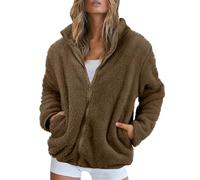 Manteau Femme Grande Taille Veste Femme Chic Hiver Grande Taille Poncho Femme Hiver Chaud Veste Polaire Femme Sport Veste en Sherpa Femme Hiver Bicolore Soldes Amazon 2024 Café 3XL