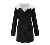 Manteau Femme Hiver Chaud Long Parka Capuche Fourrure Veste Doudoune Grande Taille Hoodie Zipper Veste Ultra Légère avec Col en Fourrure Amovible pour Femme Doudoune