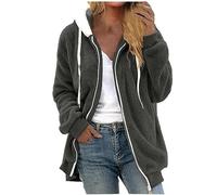 Manteau Femme Hiver Chaud Teddy Veste Polaire Laine Manteau Doux Moelleux À Capuche Manteau en Peluche Cardigan Fermeture Éclair Fluffy Fuzzy Sweats À Capuche Veste Chic Et Elegant Grande Taille