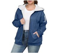 Manteau Femme Hiver Cintré Chaude Fausse Fourrure Veste Peluche Femme Hiver Grand Froid Vetement Mode Chauffant Grande Taille Pas Cher Duffle Coat polaire 2#marine 3XL