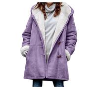 Manteau Femme Hiver Cintré Chaude Polaire Veste Peluche Femme Automne Grand Froid Vetement Mode Chauffant Grande Taille Duffle Coat Bouclette 2#Violet XXL