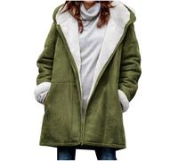 Manteau Femme Hiver Cintré Chauffant Fausse Fourrure Veste Peluche Femme Automne Fine Vetement Mode Chic Grande Taille Jacket Teddy 2#Vert de l'armée M
