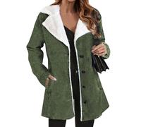 Manteau Femme Hiver Cintré Chic Bouclette Veste Peluche Femme Automne Fine Vetement Mode Chauffant mi Longue Duffle Coat Fausse Fourrure 2#Vert de l'armée M 2025