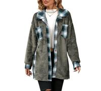 Manteau Femme Hiver Cintré Chic Bouclette Veste Peluche Femme Hiver Épais Vetement Mode Chauffant Grande Taille Grand Froid Duffle Coat Fausse Fourrure Legere 2#gris foncé L