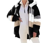 Manteau Femme Hiver Cintré Chic Bouclette Veste Peluche Femme Hiver Grand Froid Vetement Mode Chauffant Mi Longue Fine Duffle Coat Fausse Fourrure 2#Noir XL 2025