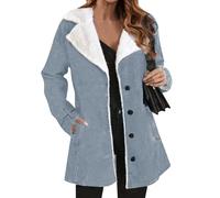 Manteau Femme Hiver Cintré Chic Fausse Fourrure Veste Peluche Femme Automne Fine Vetement Mode Chauffant Grande Taille Grand Froid Duffle Coat Bouclette 2#Bleu 4XL 2025