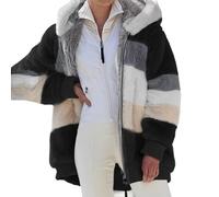 Manteau Femme Hiver Grande Taille Chaude Fausse Fourrure Veste Peluche Femme Automne Grand Froid Vetement Mode Chauffant cintré Duffle Coat Bouclette 2#Noir 3XL 2025