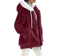 Manteau Femme Hiver Grande Taille Chaude Polaire Veste Peluche Femme Hiver Grand Froid Vetement Mode Chauffant Mi Longue Pas Cher Duffle Coat Fausse Fourrure 2#vin 4XL 2025
