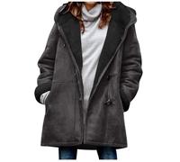 Manteau Femme Hiver Grande Taille Chauffant Fausse Fourrure Veste Peluche Femme Hiver Épais Vetement Mode Chic cintré Duffle Coat Polaire 2#Gris foncé M 2025