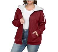 Manteau Femme Hiver Grande Taille Chauffant Fausse Fourrure Veste Peluche Femme Hiver Pas Cher Vetement Mode Chic cintré Duffle Coat bouclette 2#vin XL