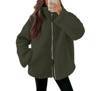 Manteau Femme Hiver Grande Taille Chauffant Polaire Veste Peluche Femme Hiver Legere Vetement Mode Chic Cintré Grand Froid Duffle Coat Teddy 2#Vert de l'armée L 2025