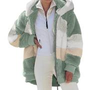 Manteau Femme Hiver Grande Taille Chauffant Teddy Veste Peluche Femme Automne Legere Vetement Mode Chic Mi Longue Fine Duffle Coat Bouclette 2#Vert M 2025