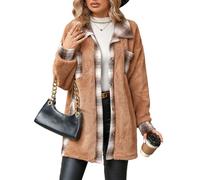 Manteau Femme Hiver Grande Taille Chic Bouclette Veste Peluche Femme Automne Épais Vetement Mode Chauffant Mi Longue Grand Froid Duffle Coat Polaire 2#Chameau XXL 2025