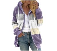 Manteau Femme Hiver Grande Taille Chic Teddy Veste Peluche Femme Hiver Grand Froid Vetement Mode Chauffant mi longue Duffle Coat bouclette 2#violet 5XL