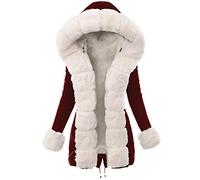 Manteau Femme Hiver Grande Taille Parka en Fausse Fourrure, Mi-Longue Surdimensionné Manteau d'hiver en Fausse Fourrure Floue Le Manteau Matelassé Léger à Capuche avec Col en Fourrure Pas Cher
