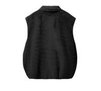 manteau femme hiver laine Manteau en similicuir pour femme,gilet décontracté sans manches,veste polaire duveteuse à col à revers,vêtements d'extérieur coupe-vent d'hiver(Black,M)