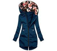 Manteau Femme Hiver Long Chaud Sweat À Capuche Longue Veste Sweat Femme Grande Taille Manches Longues Veste À Capuche Color Block Slim Fit Tunique Casual Sweat Jacket Hoodie Outwear