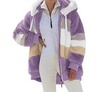 Manteau Femme Hiver Long Grande Taille Manteaux Loose Veste Patchwork Outerwear Sweats Coupe-Vent Décontractée Cardigan Casual Pelucheux 2023 Mode Pull en Fausse Fourrure Automne-Hiver Manteau