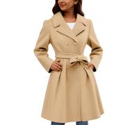 Manteau Femme Hiver Long Manteau Chaud - Veste Chic Et Elegant Tweed Double Boutonnage Chaud DéContracté Blazer Trench-Coat avec Ceinture Ouvert à l'avant Cardigan Outwear Cintré