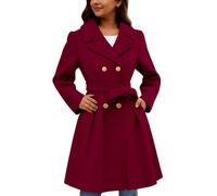 Manteau Femme Hiver Long, Manteau Chaud Veste Chic Et Elegant Tweed Double Boutonnage Chaud DéContracté Blazer Trench-Coat avec Ceinture Ouvert à l'avant Cardigan Outwear Cintré
