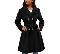 Manteau Femme Hiver Long Manteau Chaud, Veste Chic Et Elegant Tweed Double Boutonnage Chaud DéContracté Blazer Trench-Coat avec Ceinture Ouvert à l'avant Cardigan Outwear Cintré