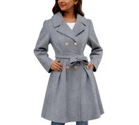 Manteau Femme Hiver Long Manteau Chaud, Veste Chic Et Elegant Tweed Double Boutonnage Chaud DéContracté Blazer Trench-Coat avec Ceinture Ouvert à l'avant Cardigan Outwear Cintré