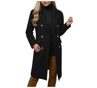 Manteau Femme Hiver Manteau en Laine Classique Chaud Trench Coats Double Boutonnage Élégant Revers Trench Couleur Unie Poches À Revers Chic Blazer Mi Long Casual Hiver Outwear Confort Chaud Automne