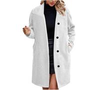 Manteau Femme Hiver Manteaus en Laine à Double Boutonnage Veste À Revers Trench-Coat Epaissie Chic et Élégant Blazer Coupe-Vent Couleur Unie Classique Manteau Polaire avec Poches Automne Hiver
