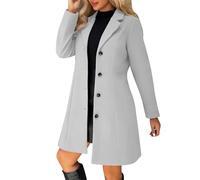 Manteau Femme Hiver Manteaus en Laine Boutonnage Veste À Revers Trench-Coat Epaissie Chic et Élégant Blazer Coupe-Vent Couleur Unie Classique Manteau Mi Longue Automne Hiver Chaud Coat Blousons