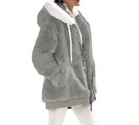 Manteau Femme Hiver Mi Longue Chic Bouclette Veste Peluche Femme Automne Fine Vetement Mode Chauffant Grande Taille Pas Cher Duffle Coat Polaire 2#Gris Clair L 2025