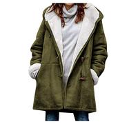 Manteau Femme Hiver Mi Longue Chic Teddy Veste Peluche Femme Hiver Grand Froid Vetement Mode Chauffant Grande Taille Épais Duffle Coat Bouclette Legere 2#vert de l'armée XXL