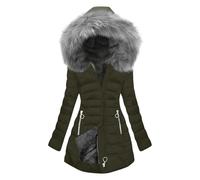 Manteau Femme Hiver Parka Chaude Doudoune Noire Noir Manteaux avec Capuche Polaire Zippée Veste Longue d'hiver Grande Taille Impermeable Blouson Chaud Fourrure Cintrée Chic Imperméable Et Long Rouge