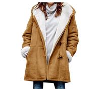 Manteau Femme Hiver Polaire Chaud Veste Longue avec Capuche Laine Casual Blouson Adulte Mes Commandes Oversize Chic Manteaux en Peluche Grande Taille Jacket Pas Cher Noel Cadeau Femme Brun XXL