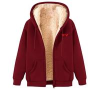 Manteau Femme Hiver Polaire Chaud Veste Parka Manteau À Capuche Manches Longues Blouson Zippé Outercoat Avec Poches Doudoune Femme Hiver Parka Coupe Vent Grande Taille Veste Sport Laine