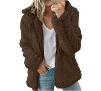 Manteau Femme Hiver Polaire Veste Chic Chaud Zippé Sweat avec Capuche en Peluche Mes Commandes Manteau Laine Casual Festliche Blouson Adulte Noel Marque Automne Jacket Outwear café XL