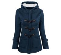 Manteau Femme Hiver - Trench Coat Femme Mi Long Avec Capuche Outwear Doublé Sherpa Hoodie Manche Longue Sweat Avec Deux Poches Outwear Automne Hiver Hauts Épais Tops Boucle En Corne De Bœuf Sweat