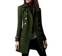 Manteau Femme Hiver Trench Coat Femme Mi Long Grande Taille Vetement Mode Pas Cher Jacket Automne Manteau Morgan Chic Et Elegant 2#Vert de l'armée L