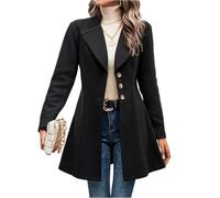 Manteau Femme Hiver Veste Femme Mi Long Chic Et Elegant Vetement Mode Pas Cher Caban Automne Manteau Morgan Chaud 1#Noir XL