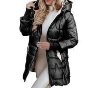 Manteau Femme Hiver Veste Matelassée Chaude Doudoune à Capuche Courte Blouson Zippé Manteaux de Couleur Unie Jacket à Manches Longues Anorak avec Poches