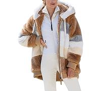 Manteau Femme Hiver Veste Polaire Chaude Blouson Doux Peluche Thermique Sweat à Capuche Épaissir Grande Taille Hoodie Zippé Décontractée Outerwear Couleurs Entrechoquent Confortable