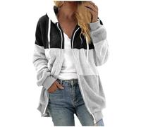 Manteau Femme Hiver Zippé Blouson Veste Polaire Chaud Épais Chic et Elegant Sweat à Capuche Sweat-Shirt à Manche Longue Décontracté avec Poche Idee Cadeau Femme,gris Clair,3XL,f156r