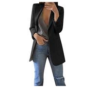 Manteau Femme Imitation Cuir Manteau à Manches Longues avec Poche Vrac Veste de Bureau Femme Manteau Printemps 50, Noir , M