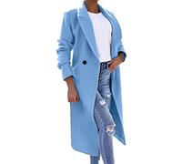 Manteau Femme Long Élégant Col Revers Manches Longues Vestes Unies Cardigan Lâche Automne Hiver Coupe-Vent Chaud Bureau Manteau Veste avec Boutons Femmes Classique Coupe-vent Outwear, BU1, XXL