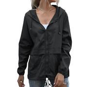Manteau Femme,Manteaux De Pluie pour Femmes Veste Softshell Coupe-Vent Sweat À Capuche Imperméable Léger Coupe-Vent Parka Vêtement D'Extérieur pour La Marche et La Randonnée Noir Xl